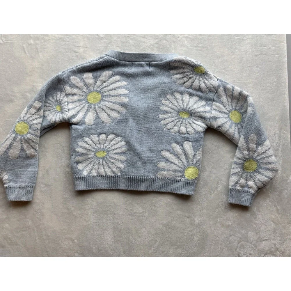Old Navy Girls Daisy Cardigan Sweater L (10) & Skort M (8) Blue Floral 2 Pc Set